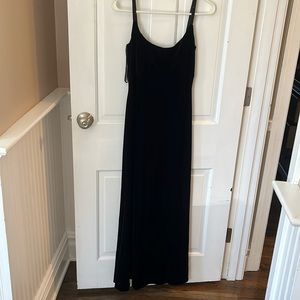 Long floor length black cocktail dress